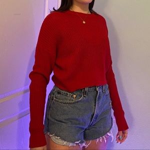 Red cropped sweater